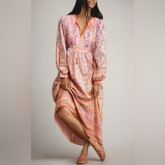 Farm Rio Long Sleeve Bohemian Kaftan Maxi Dress - Picture 4 of 15
